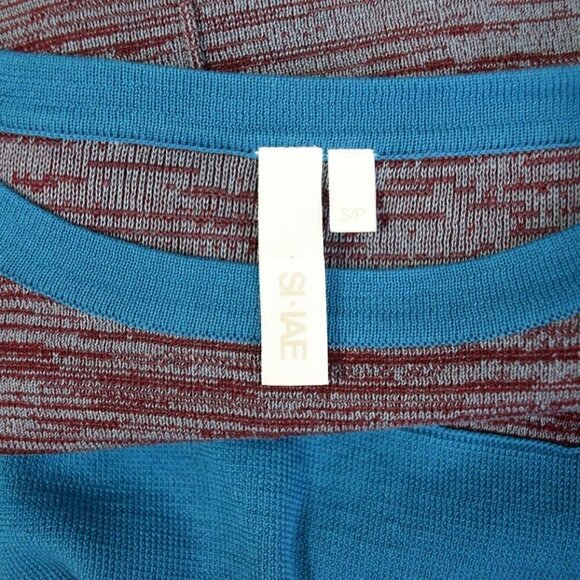SI-IAE NWT STRIPED COLORBLOCK SHORT SLEEVE SWEATER - Picture 6 of 7